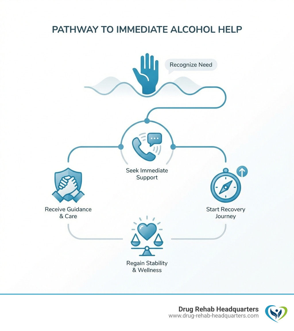 Immediate alcohol assistance and support services for individuals seeking help